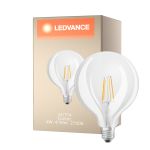 Ledvance Classic LED E27 Globe Włókno Przezroczysty 4W 470lm - 827 Bardzo Ciepła Biel | Zamienne 40W