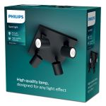 Philips Runner LED Spot Metal Czarny | Nadaje Się Do 4x GU10